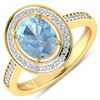 Image 1 : 14KT Yellow Gold 1.28ctw Aquamarine and Diamond Ring
