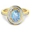 Image 2 : 14KT Yellow Gold 1.28ctw Aquamarine and Diamond Ring