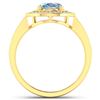 Image 4 : 14KT Yellow Gold 1.28ctw Aquamarine and Diamond Ring