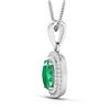 Image 3 : 14KT White Gold 1.00ct Emerald and Diamond Pendant with Chain