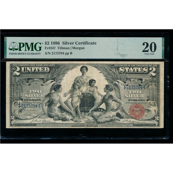 1896 $2 Educational Silver Certificate PMG 20
