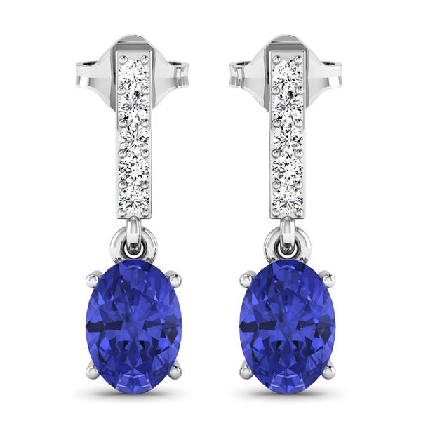 14KT White Gold 1.24ctw Tanzanite and Diamond Earrings