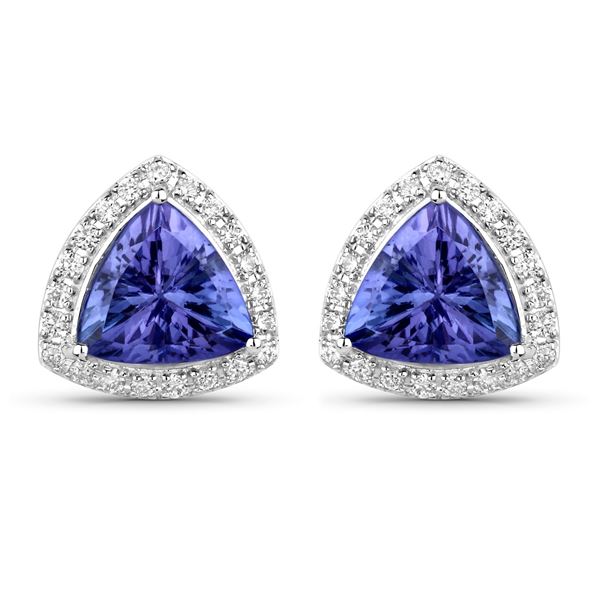 14KT White Gold 3.82ctw Tanzanite and White Diamond Earrings