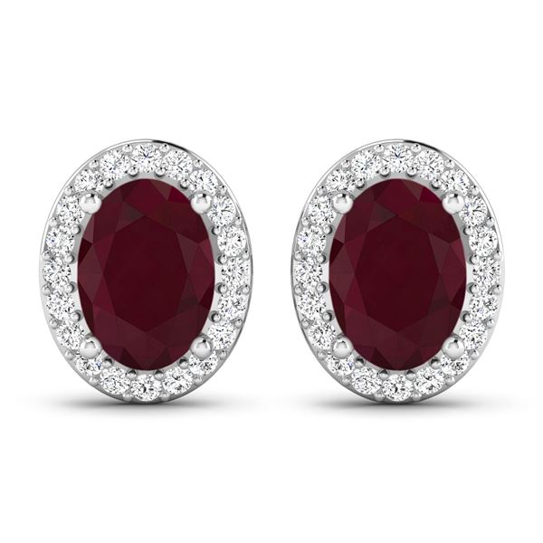 14KT White Gold 1.7ctw Ruby and Diamond Earrings