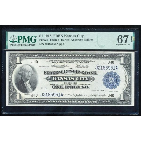 1918 $1 Kansas City FRBN PMG 67EPQ