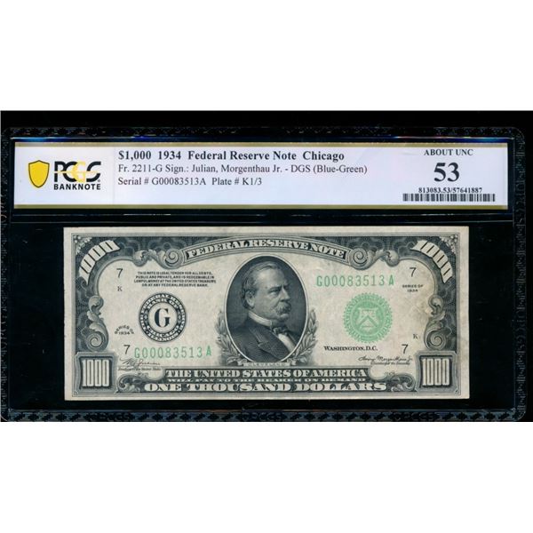 1934 $1000 Chicago FRN PCGS 53