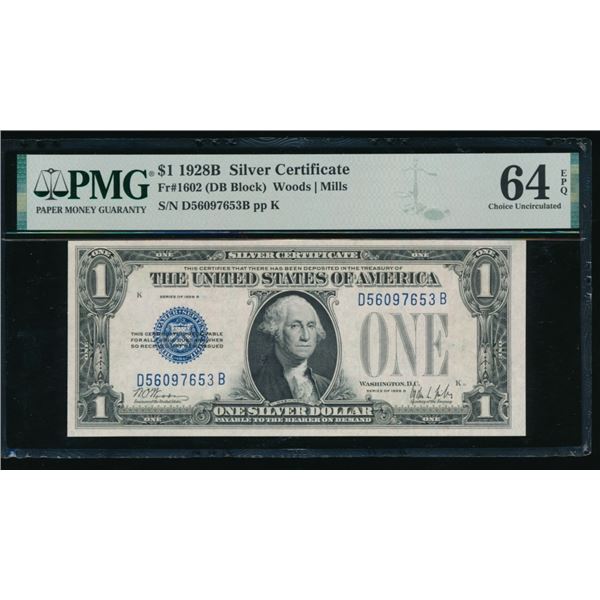 1928B $1 Silver Certificate PMG 64EPQ