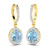 Image 2 : 14KT Yellow Gold 1.92ctw Aquamarine and Diamond Earrings