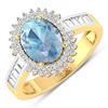 Image 1 : 14KT Yellow Gold 1.28ctw Aquamarine and Diamond Ring