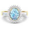 Image 3 : 14KT Yellow Gold 1.28ctw Aquamarine and Diamond Ring