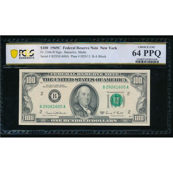 1969C $100 New York FRN PCGS 64PPQ