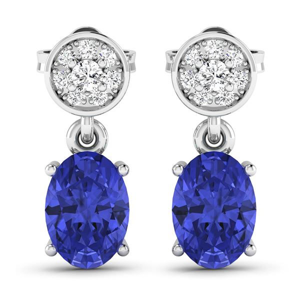 14KT White Gold 1.24ctw Tanzanite and Diamond Earrings