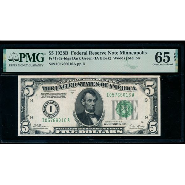 1928B $5 Minneapolis FRN PMG 65EPQ
