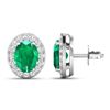 Image 4 : 14KT White Gold 2ctw Zambian Emerald and Diamond Earrings
