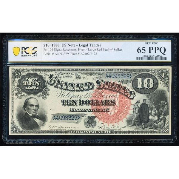 1880 $10 Jackass Legal Tender Note PCGS 65PPQ