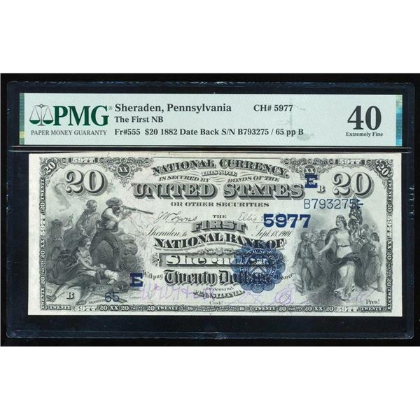 1882 $20 Sheraden PA National PMG 40