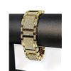 Image 3 : Huge 90 Gram 14 Kt Gold Plate Italian God Father Simulated Diamond Link Bracelet