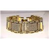 Image 4 : Huge 90 Gram 14 Kt Gold Plate Italian God Father Simulated Diamond Link Bracelet