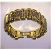 Image 6 : Huge 90 Gram 14 Kt Gold Plate Italian God Father Simulated Diamond Link Bracelet