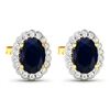Image 3 : 14KT Yellow Gold 1.5ctw Blue Sapphire and Diamond Earrings