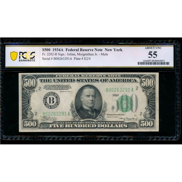 1934A $500 New York FRN PCGS 55