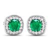 Image 2 : 14KT White Gold 1.92ctw Zambian Emerald and Diamond Earrings