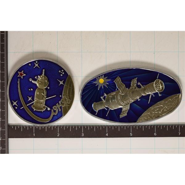 2 RUSSIAN COLORIZED ORBITAL SPACE MEDALS CIRCA