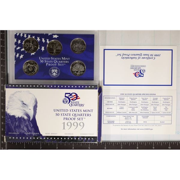 1999 US 50 STATE QUARTERS PROOF SET WITH BOX