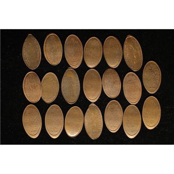 20 ELONGATED CENTS: 4-STATUE OF LIBERTY AND 16