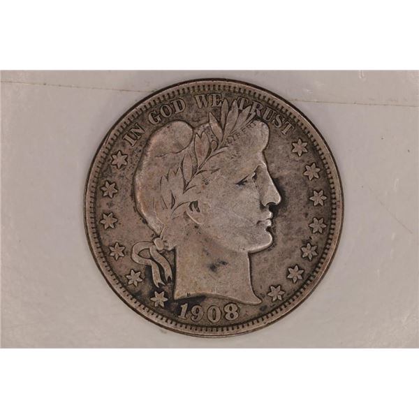 1908-D SILVER BARBER HALF DOLLAR
