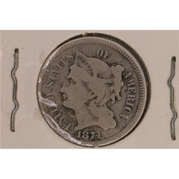 1874 THREE CENT PIECE (NICKEL)