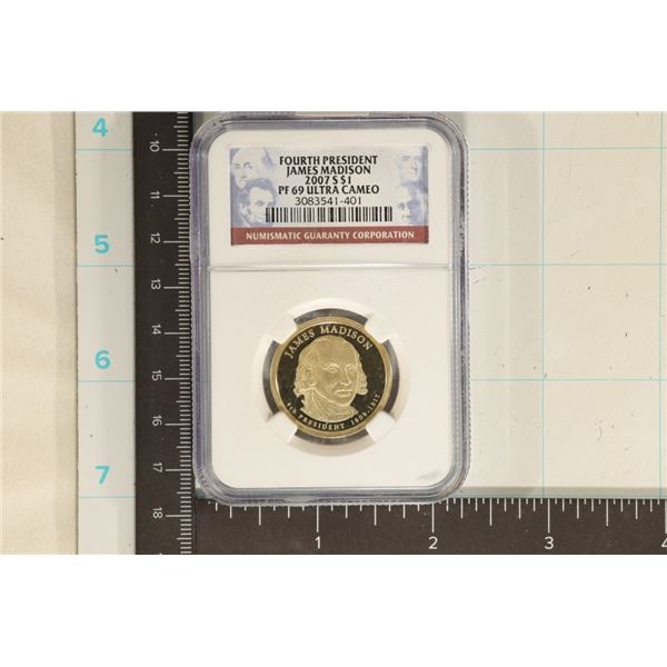 2007-S JAMES MADISON PRESIDENTIAL DOLLAR NGC