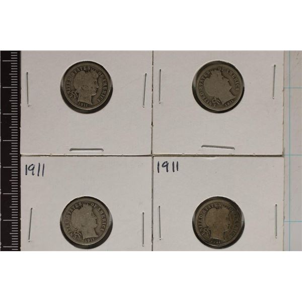 4-1911 SILVER BARBER DIMES