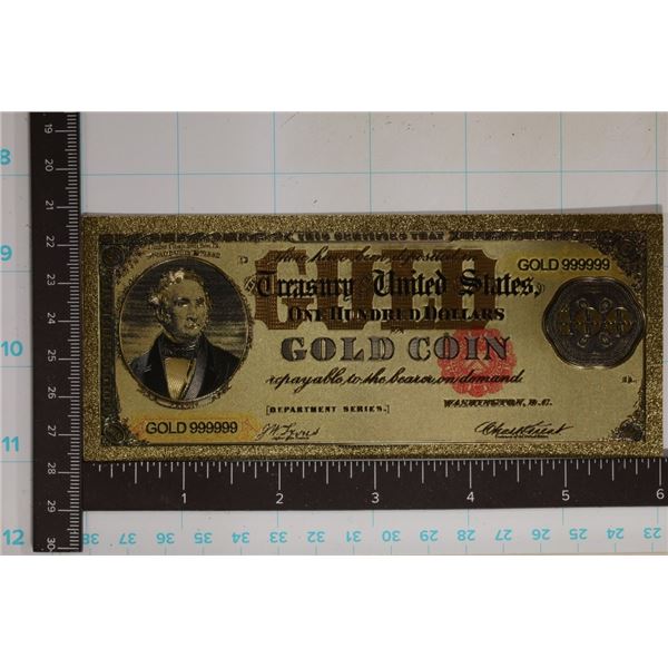 GOLD 999999 ACT OF 1882 US $100 IN GOLD COIN GOLD