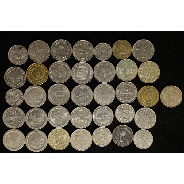 36-CASINO METAL TOKENS: FIVE CENTS-25 CENTS