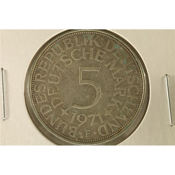 1971-F GERMAN SILVER 5 MARK .2250 OZ. ASW WATCH