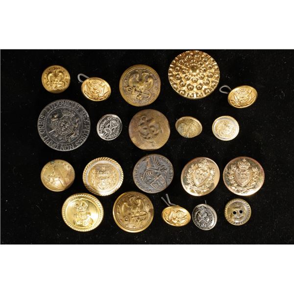 20-ASSORTED BUTTONS: SOME MILITARY ONES ARE