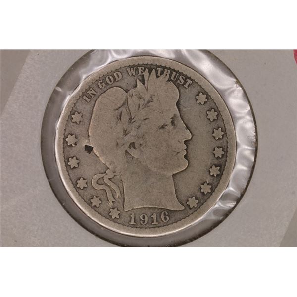 1916-D SILVER BARBER QUARTER