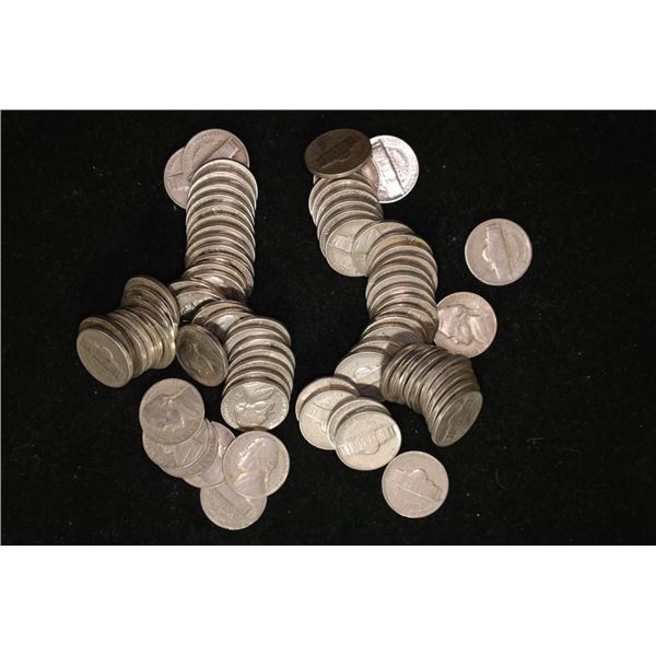 80 ASSORTED JJEFFERSON NICKELS: 1949-1956