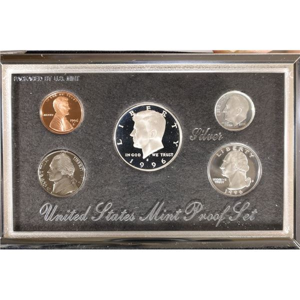1996 US SILVER PREMIER PROOF SET (WITH BOX) AND
