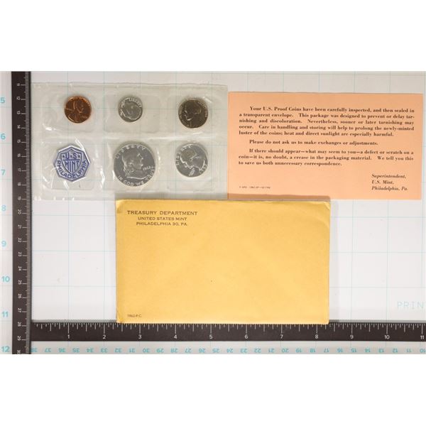 1962 US SILVER PROOF SET (WITH ENVELOPE) AND