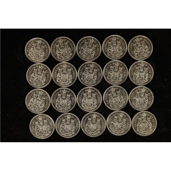 20-1970 CANADA BRILLIANT UNC 50 CENT COINS WATCH