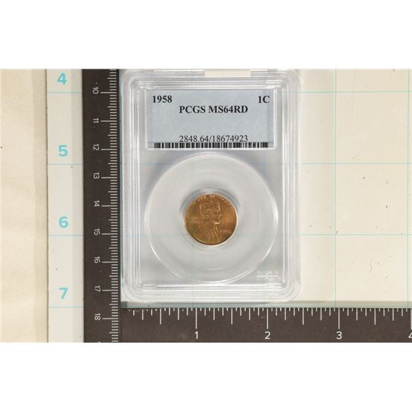 1958 LINCOLN WHEAT CENT PCGS MS64RD