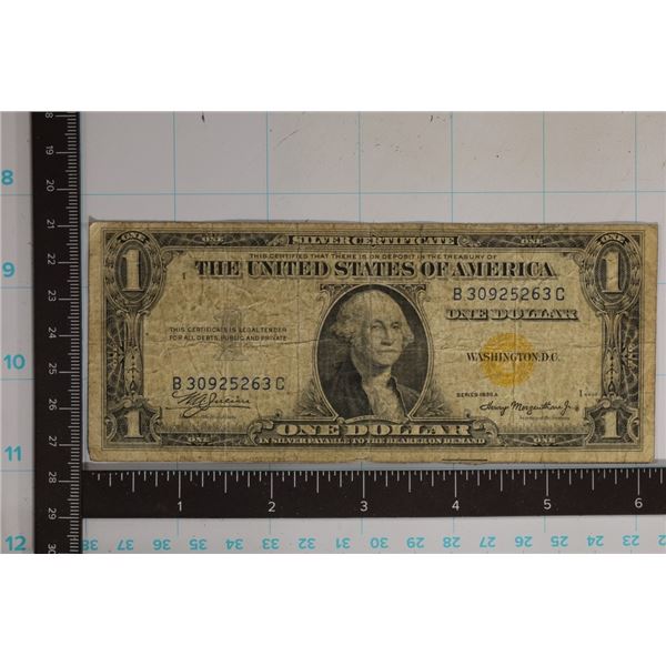 1935-A US NORTH AFRICA $1 SILVER CERT. YELLOWSEAL