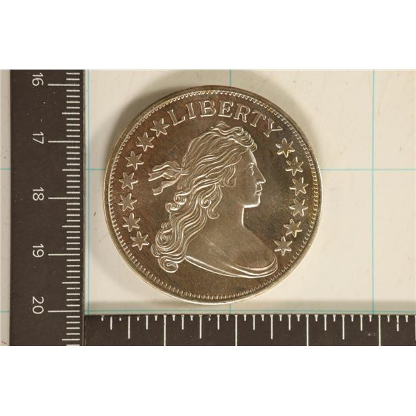 1 TROY OZ .999 FINE SILVER PF ROUND FLOWING HAIR