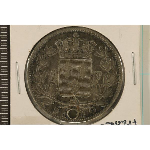 1860 FRANCE SILVER 5 FRANCS .7234 OZ. ASW HOLED
