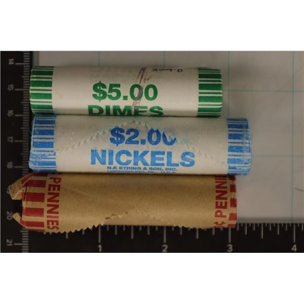 3 SOLID DATE ROLLS OF BRILLIANT UNC US COINS: 50