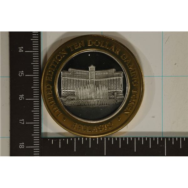 CASINO $10 SILVER TOKEN (UNC) BELLAGIO LIMITED