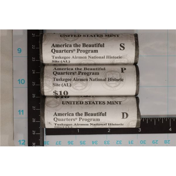 3-$10 ROLLS OF 2021-P UNC TUSKEGEE AIRMEN