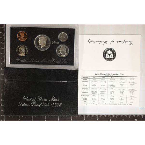 1995 US SILVER PROOF SET (WITH BOX) AND CERT.